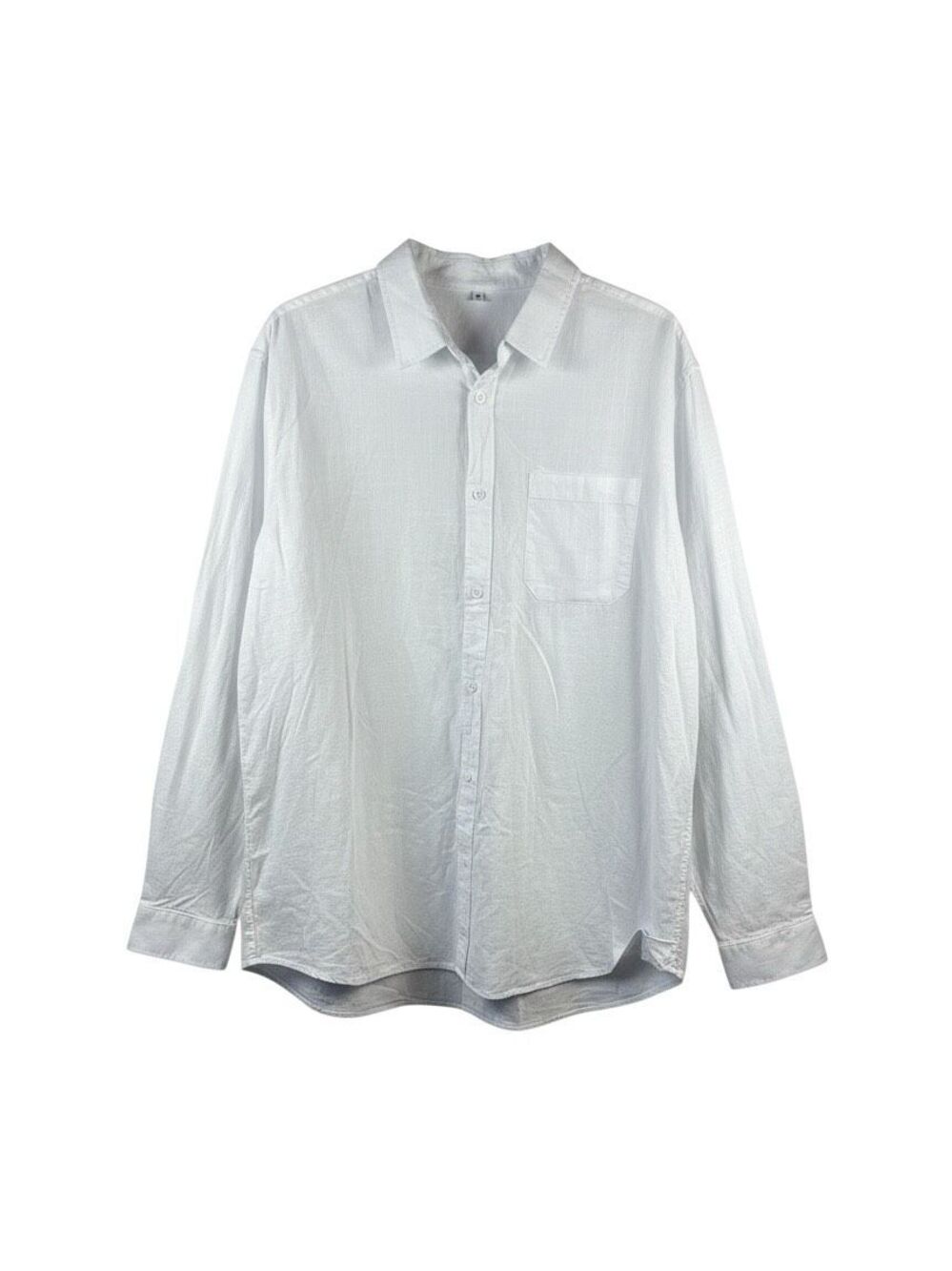 NWT JEKAOYI Men's XL White Cotton Linen Blend Casual Long Sleeve Button Up Shirt